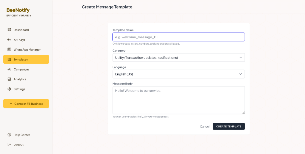 Template Management UI